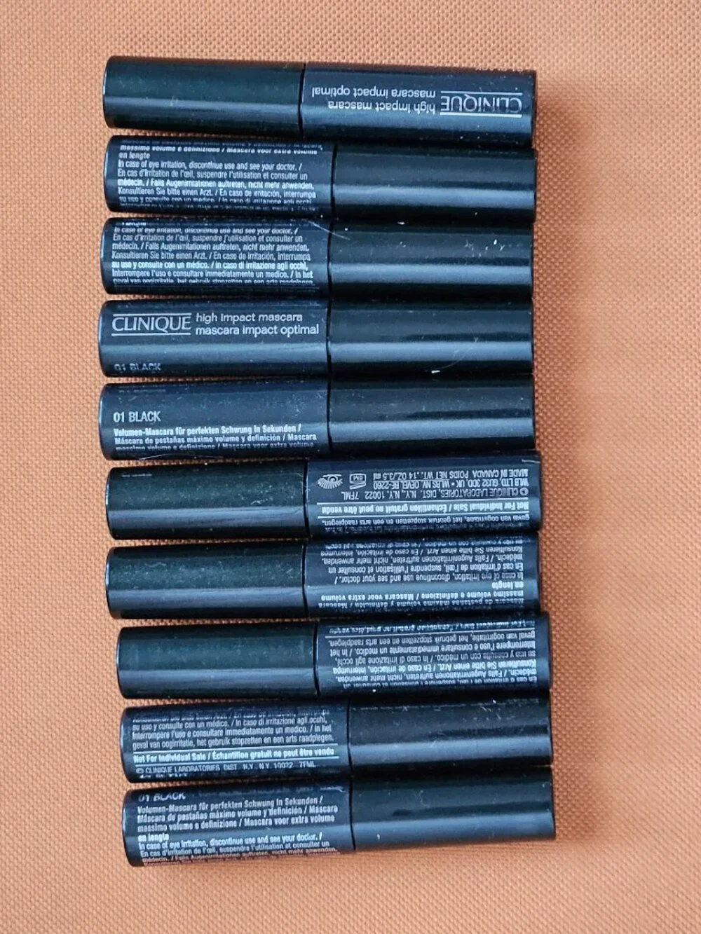 10x Clinique High Impact Mascara 01 Black 0.14oz 3.5ml Each Travel Size NEW